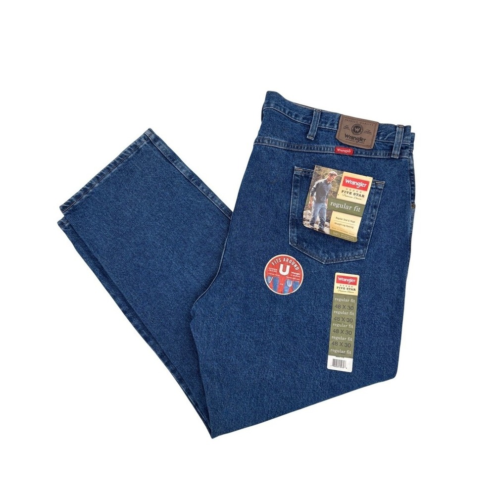 Wrangler Five Star Men's Jeans 48x30 Regular Fit Straight‎ Leg NWT Dark Wash